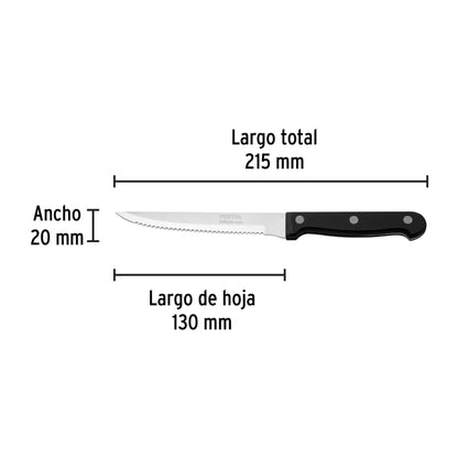 Cuchillo liso para asado de 5 pulgadas con mango de polipropileno