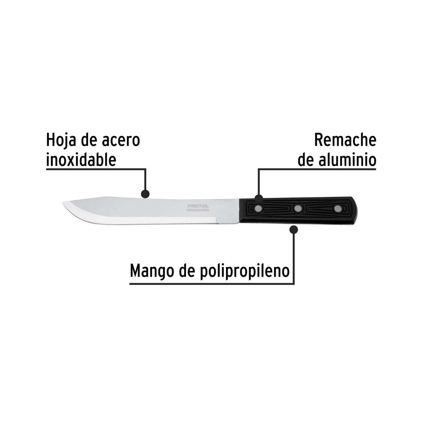 Cuchillo cebollero de 7 pulgadas con mango de polipropileno