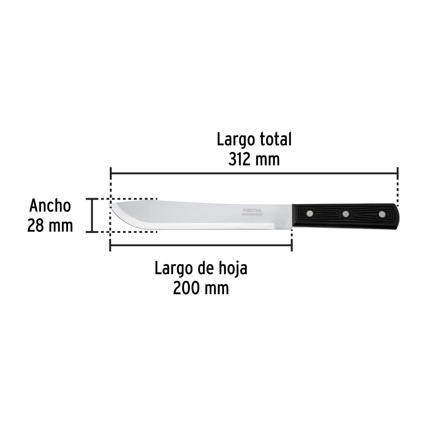 Cuchillo cebollero de 8 pulgadas con mango de polipropileno