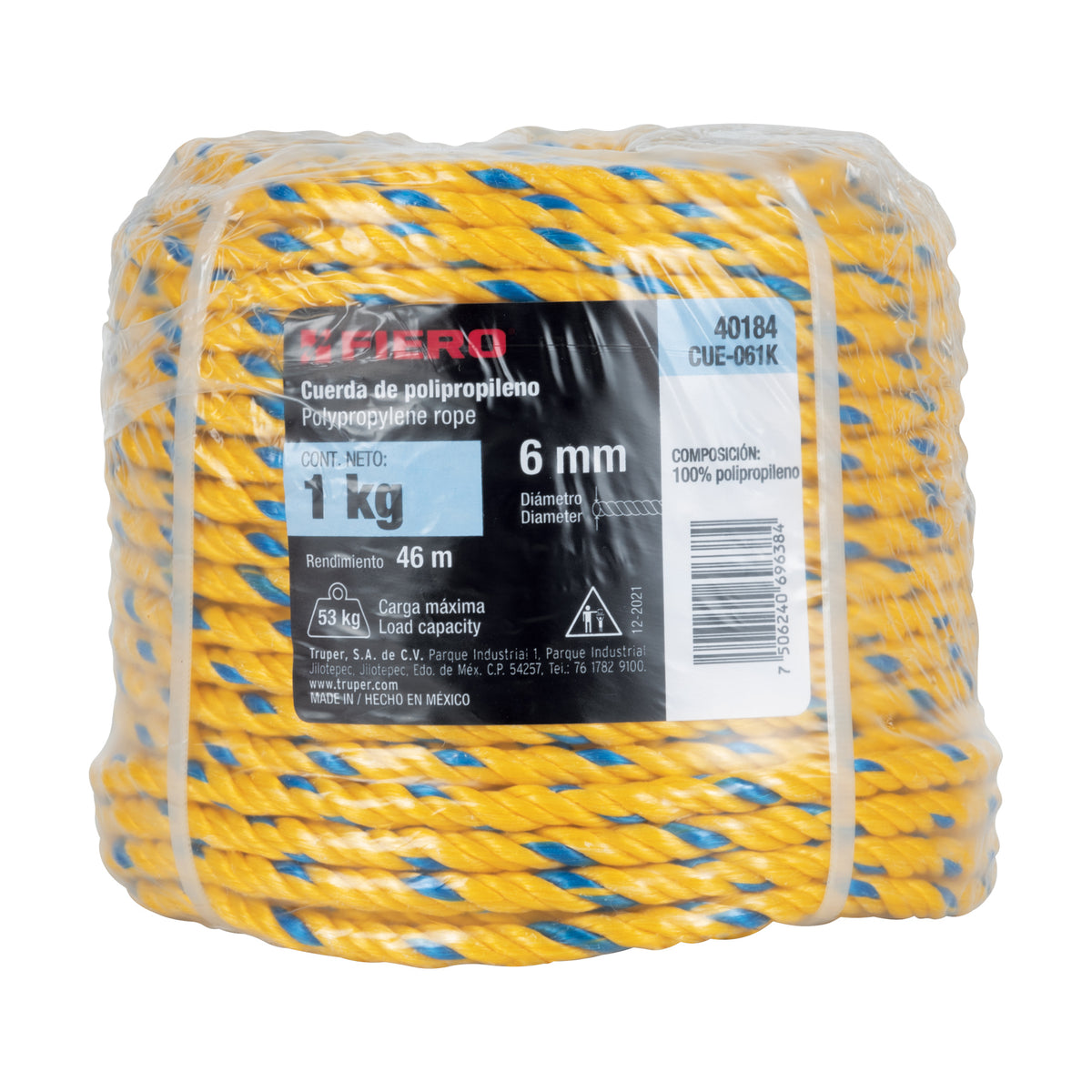 Cuerda Polipropileno 6mm Rollo 1kg