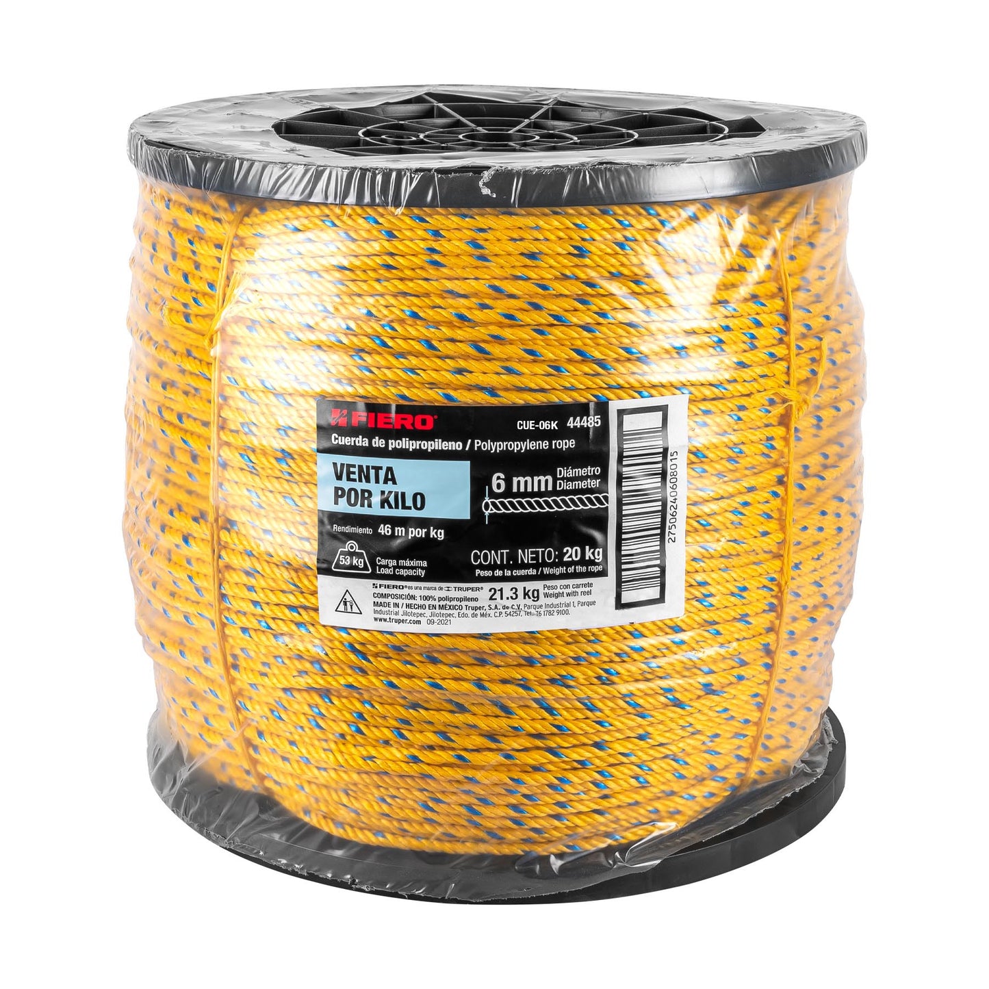 Cuerda Polipropileno 6mm Carrete 20kg