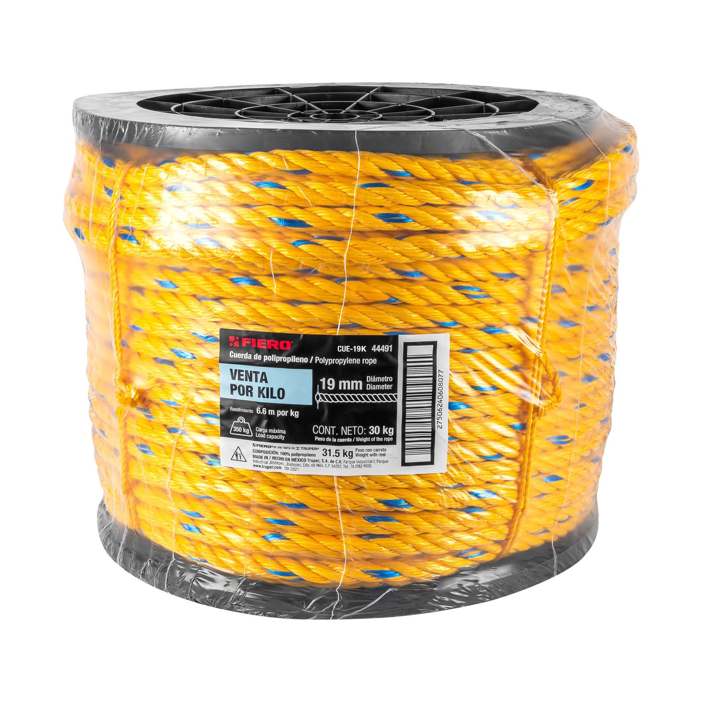 Cuerda Polipropileno 19mm Carrete 30kg