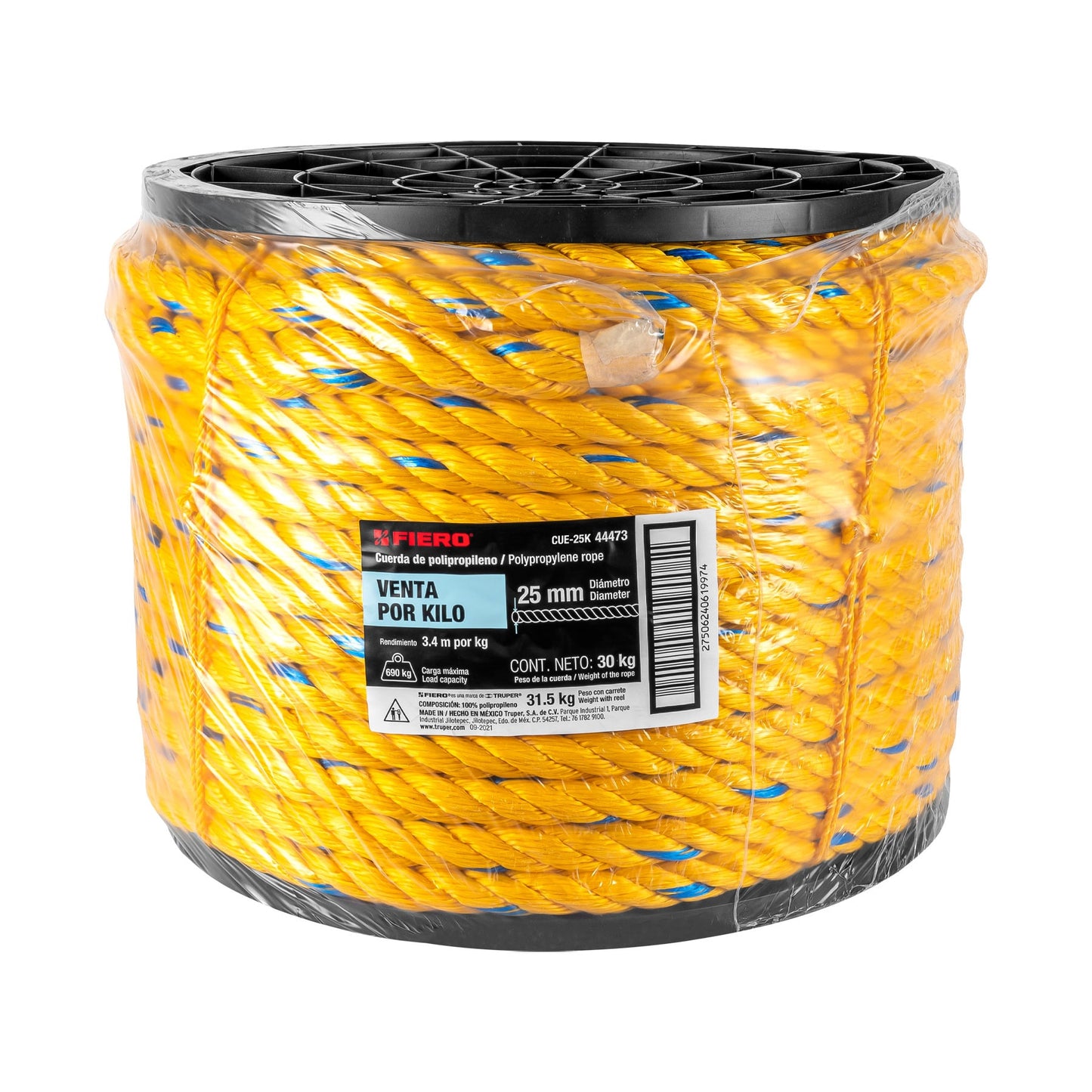 Cuerda Polipropileno 25mm Carrete 30kg
