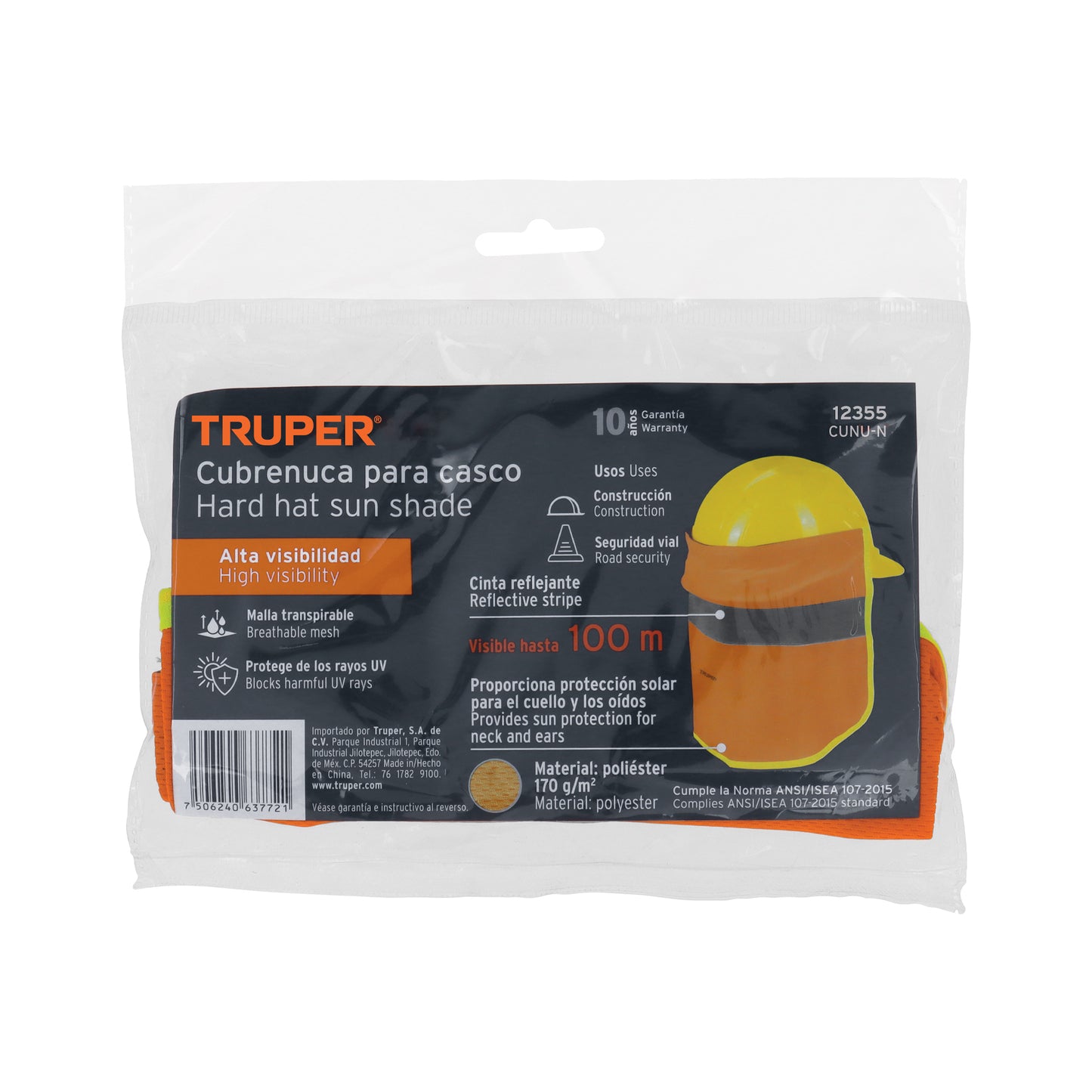 Cubrenuca para Casco Naranja con Cinta Reflejante