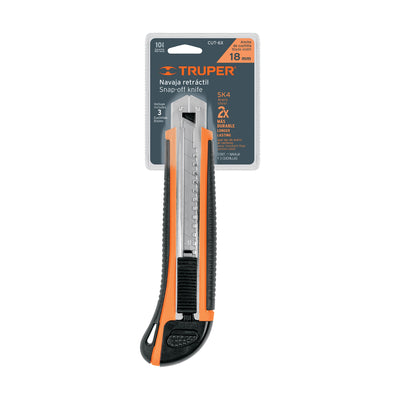 Cutter profesional de 18 mm con alma metálica y grip