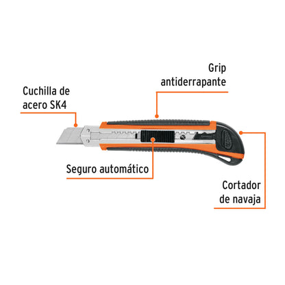 Cutter profesional de 18 mm con alma metálica y grip