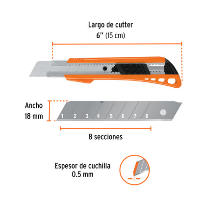 Cutter de 18 mm reforzado de plástico con alma metálica