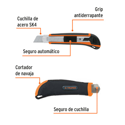 Cutter profesional de 25 mm con alma metálica y grip