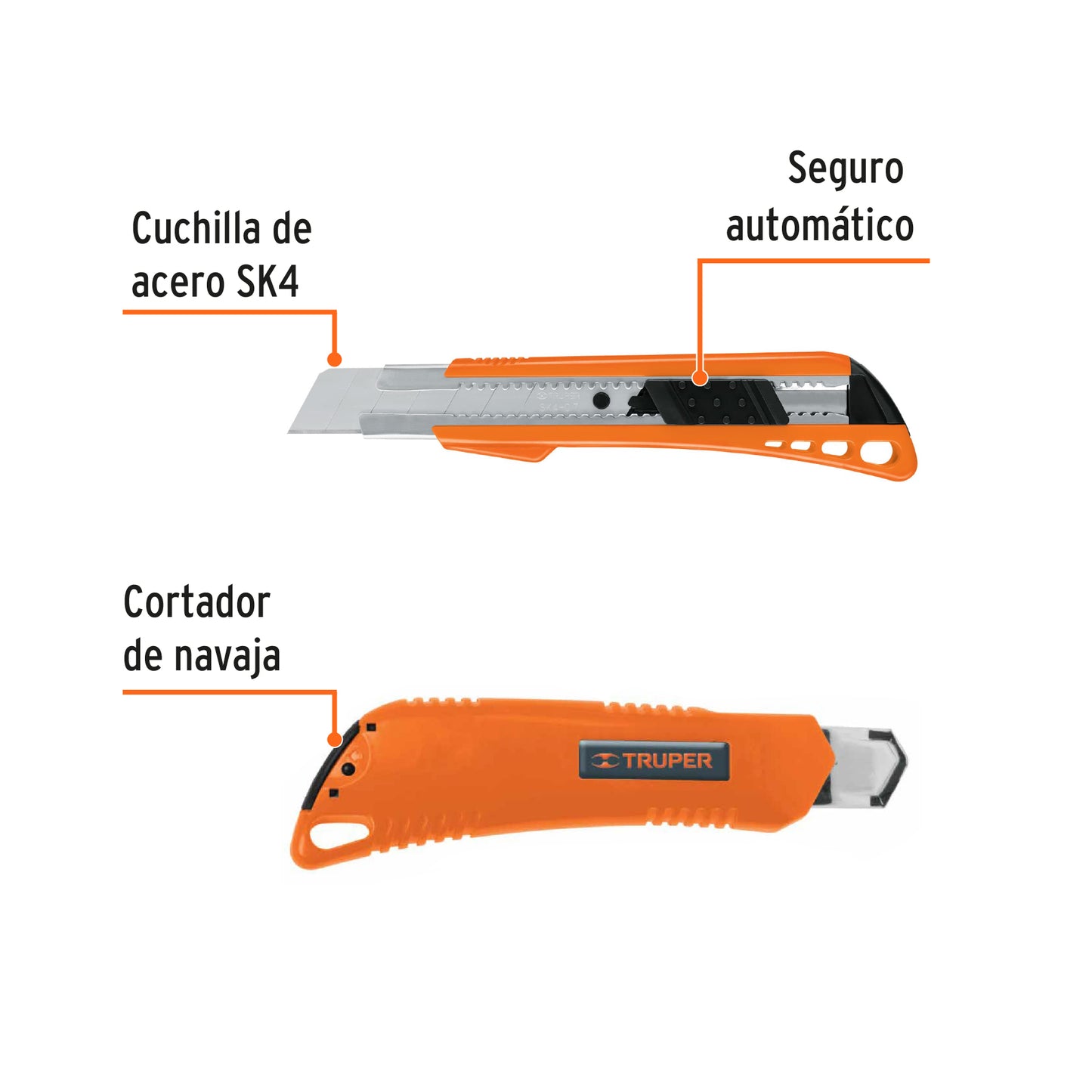 Cutter reforzado de 25 mm de plástico con alma metálica