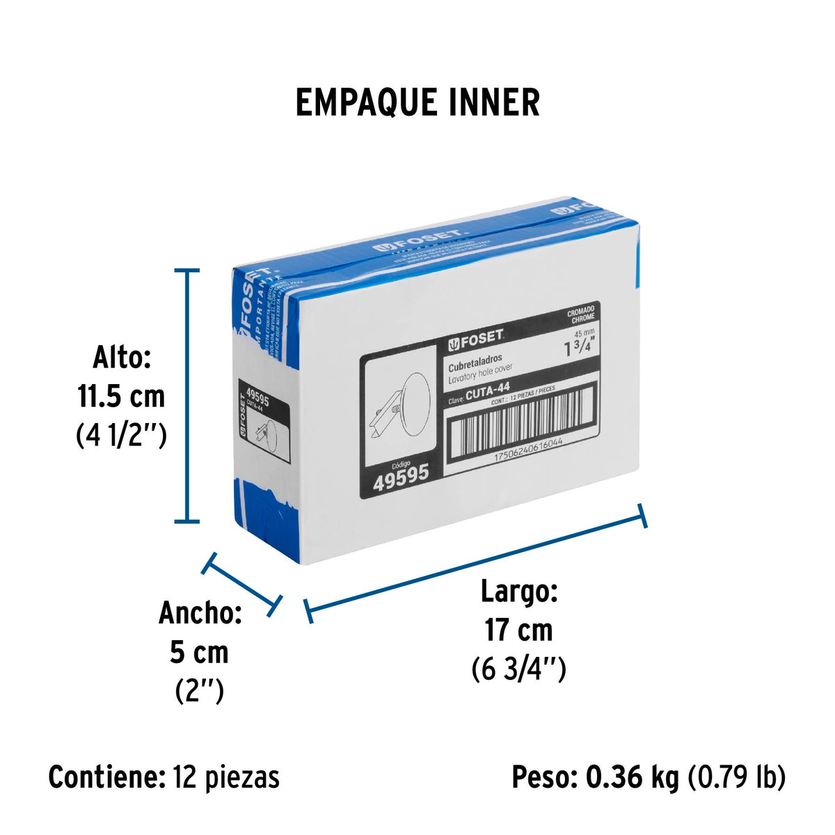 Cubretaladro de acero inoxidable 1-3/4" cromo · vista 5