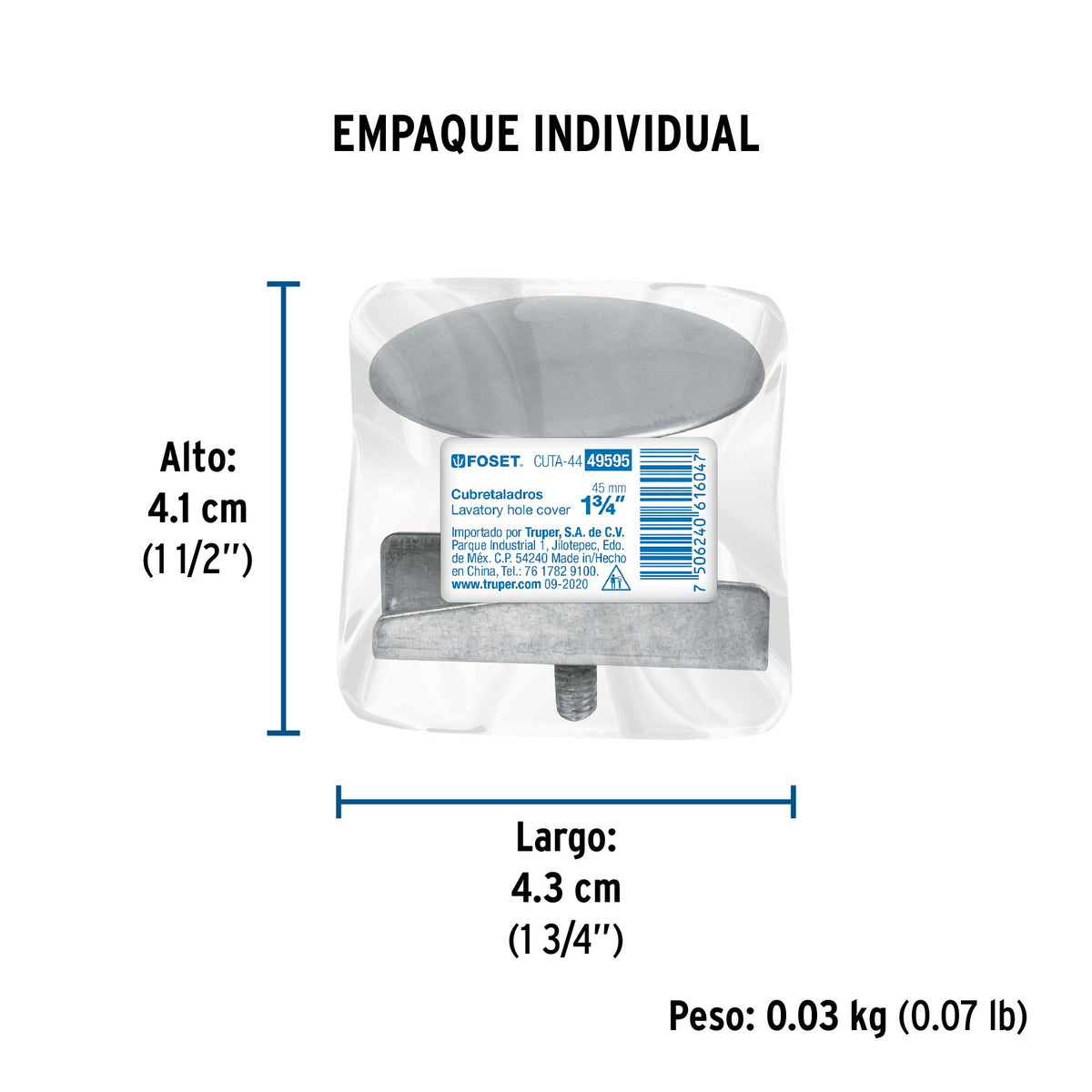 Cubretaladro de acero inoxidable 1-3/4" cromo · vista 4