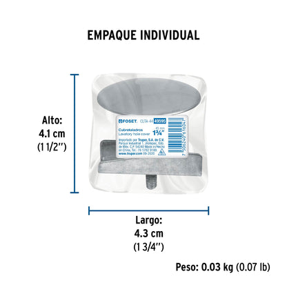 Cubretaladro de acero inoxidable 1-3/4" cromo · vista 4