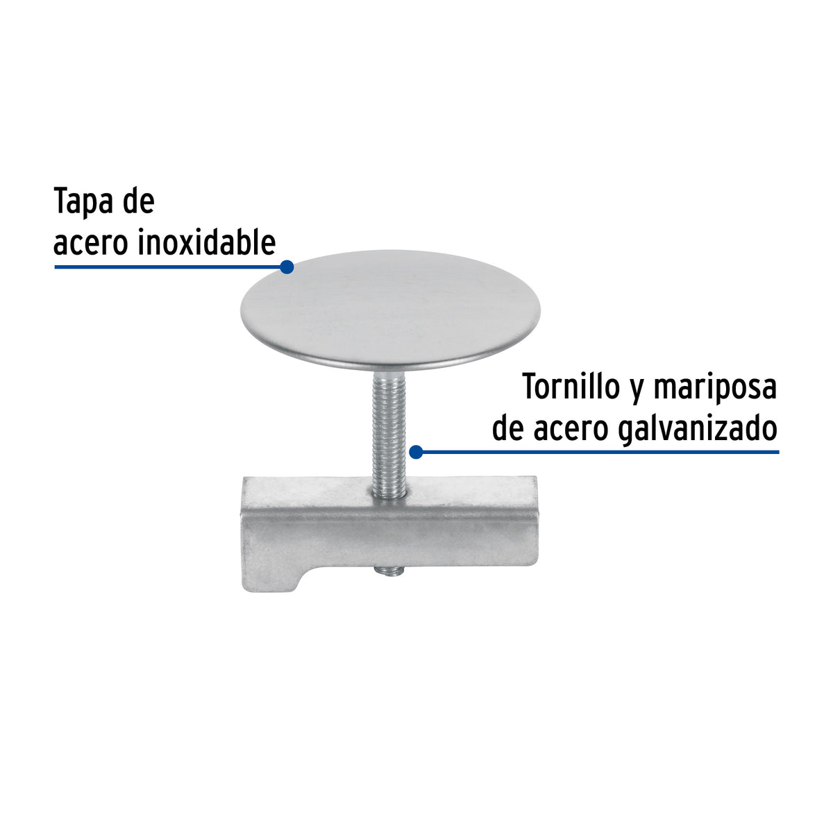 Cubretaladro de acero inoxidable 1-3/4" cromo · vista 2