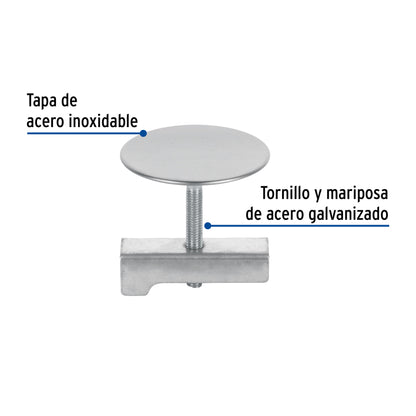 Cubretaladro de acero inoxidable 1-3/4" cromo · vista 2