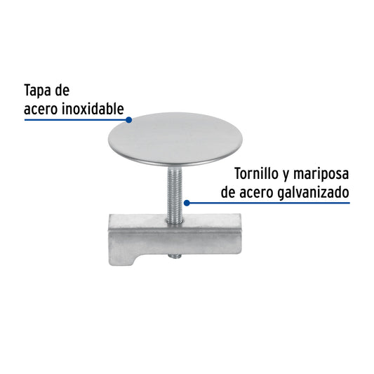 Cubretaladro de acero inoxidable 1-3/4" cromo · vista 2