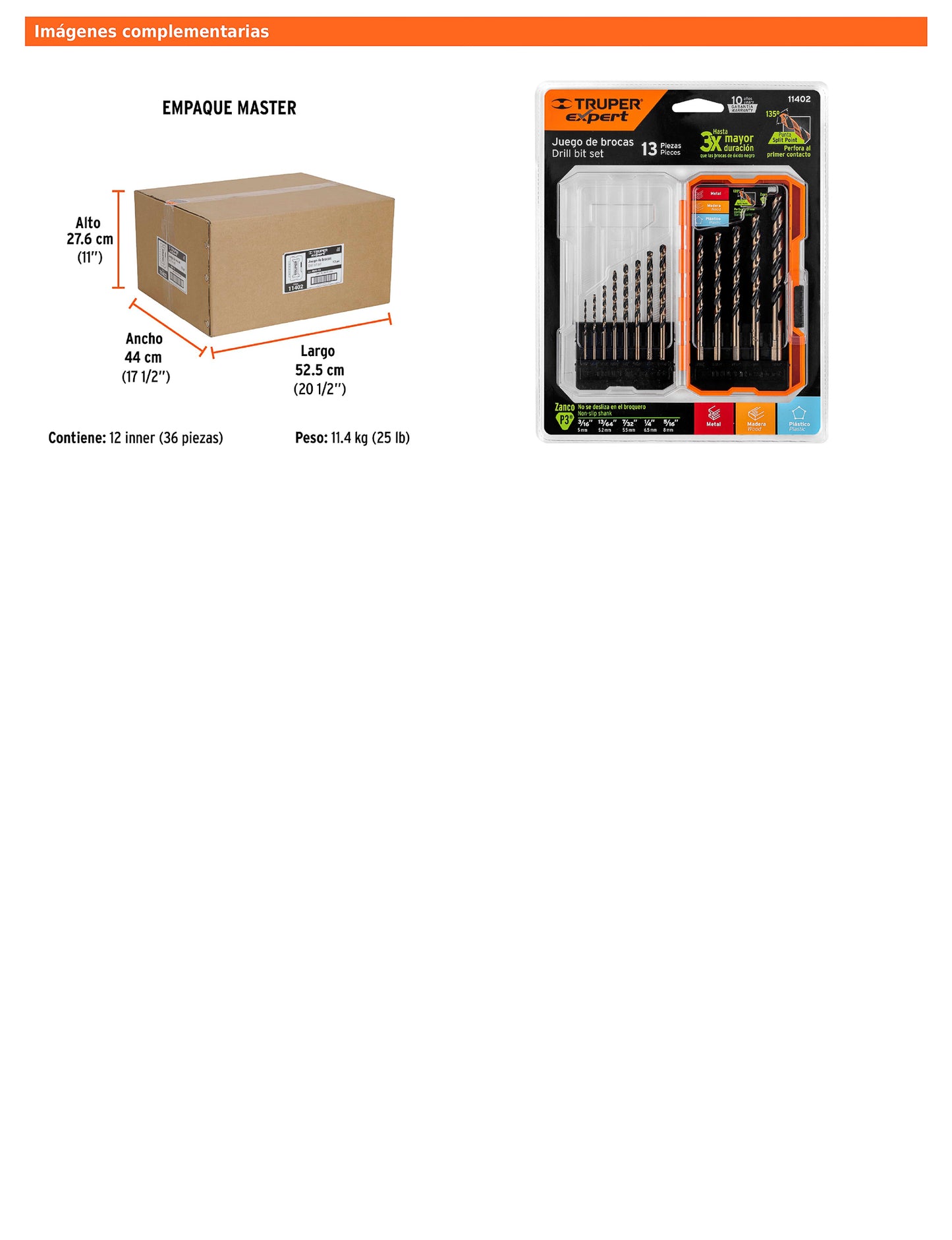 Juego de 13 brocas HSS para metal en estuche con punta Split Point
