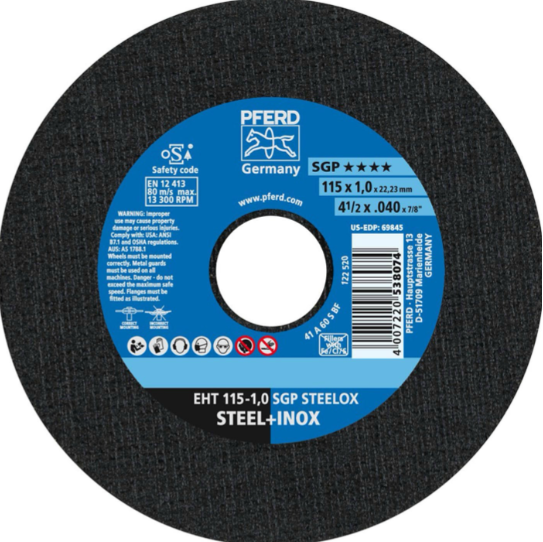 Disco de Corte para Metal e Inoxidable 114.3 mm x 1.0 mm SGP S