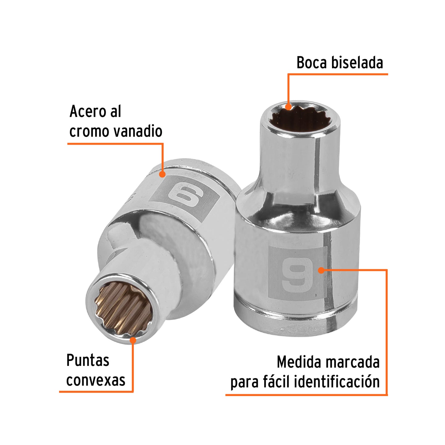 Dado 9 mm 12p cuadro 1/2pulg