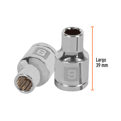 Dado 9 mm 12p cuadro 1/2pulg