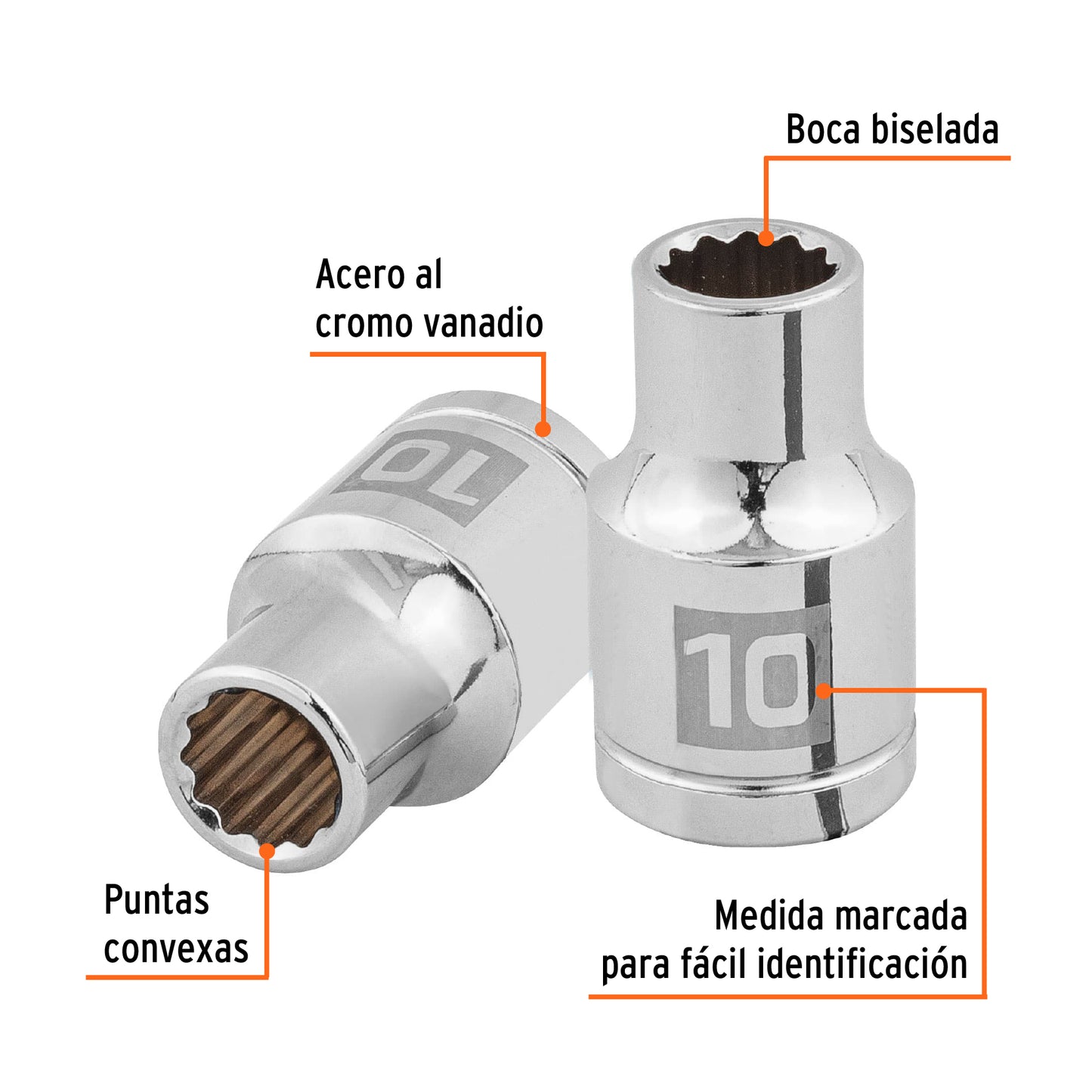 Dado 10 mm 12p cuadro 1/2pulg