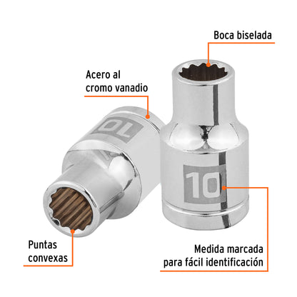 Dado 10 mm 12p cuadro 1/2pulg