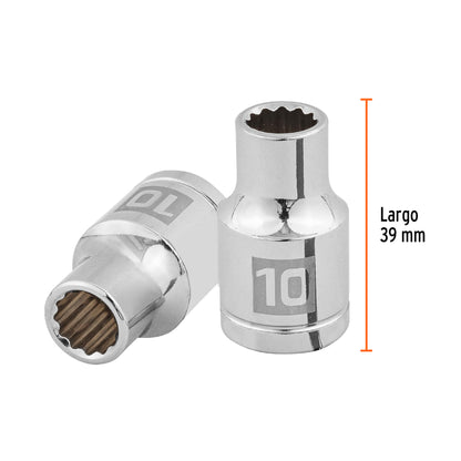 Dado 10 mm 12p cuadro 1/2pulg