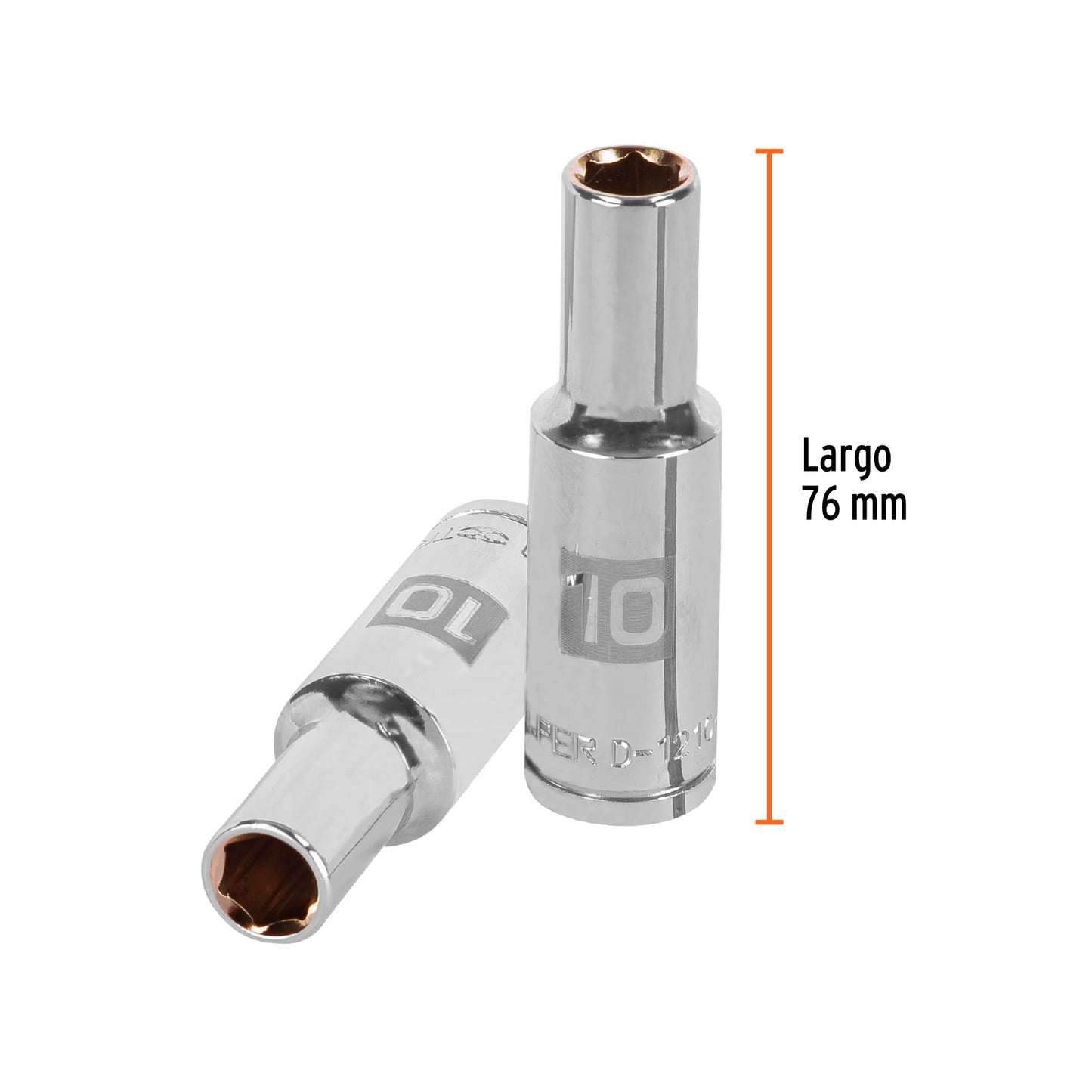 Dado largo 10 mm 6p cuadro 1/2pulg