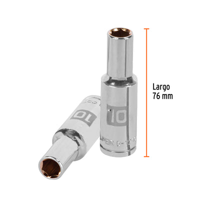 Dado largo 10 mm 6p cuadro 1/2pulg