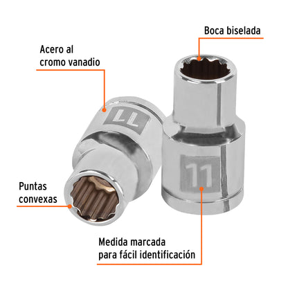 Dado 11 mm 12p cuadro 1/2pulg