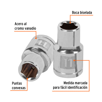 Dado 11 mm cuadro 1/2 pulg
