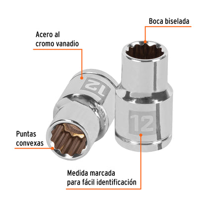 Dado 12 mm 12p cuadro 1/2pulg