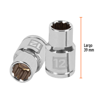 Dado 12 mm 12p cuadro 1/2pulg