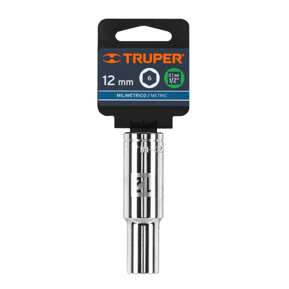 Dado largo 12 mm 6p cuadro 1/2pulg