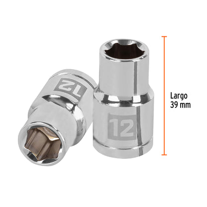 Dado 12 mm cuadro 1/2 pulg