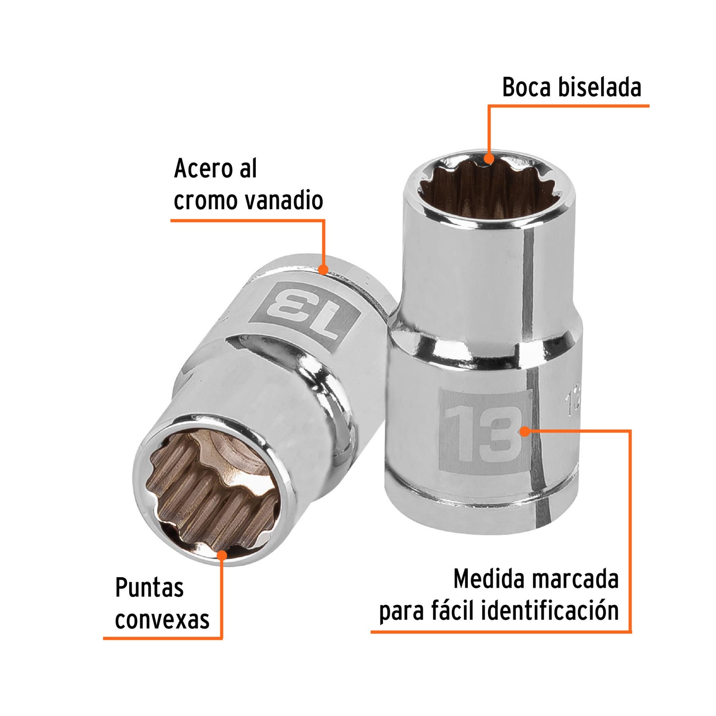 Dado 13 mm 12p cuadro 1/2pulg