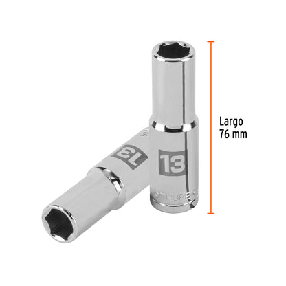 Dado largo 13 mm 6p cuadro 1/2pulg