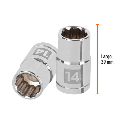 Dado 14 mm 12p cuadro 1/2pulg