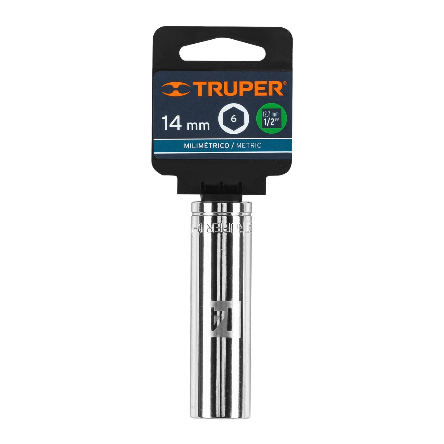 Dado largo 14 mm 6p cuadro 1/2pulg