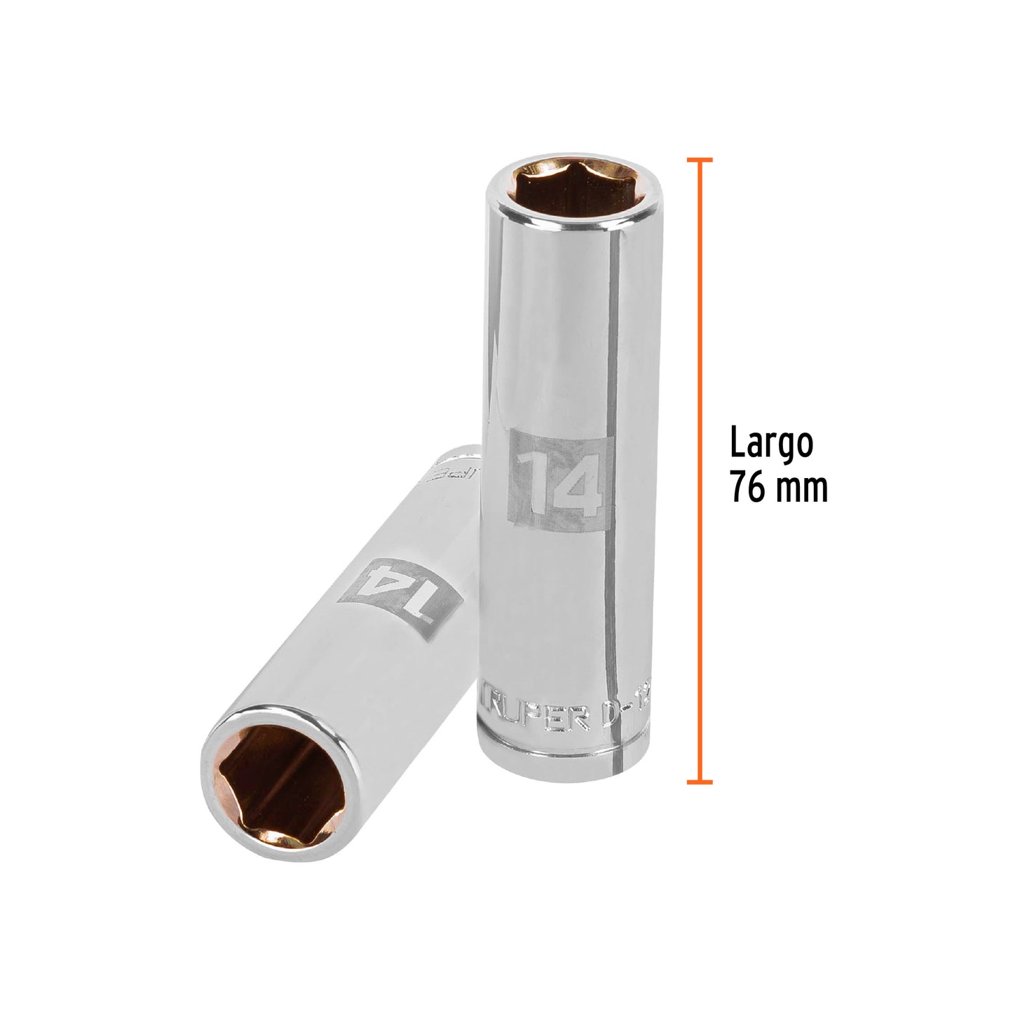 Dado largo 14 mm 6p cuadro 1/2pulg