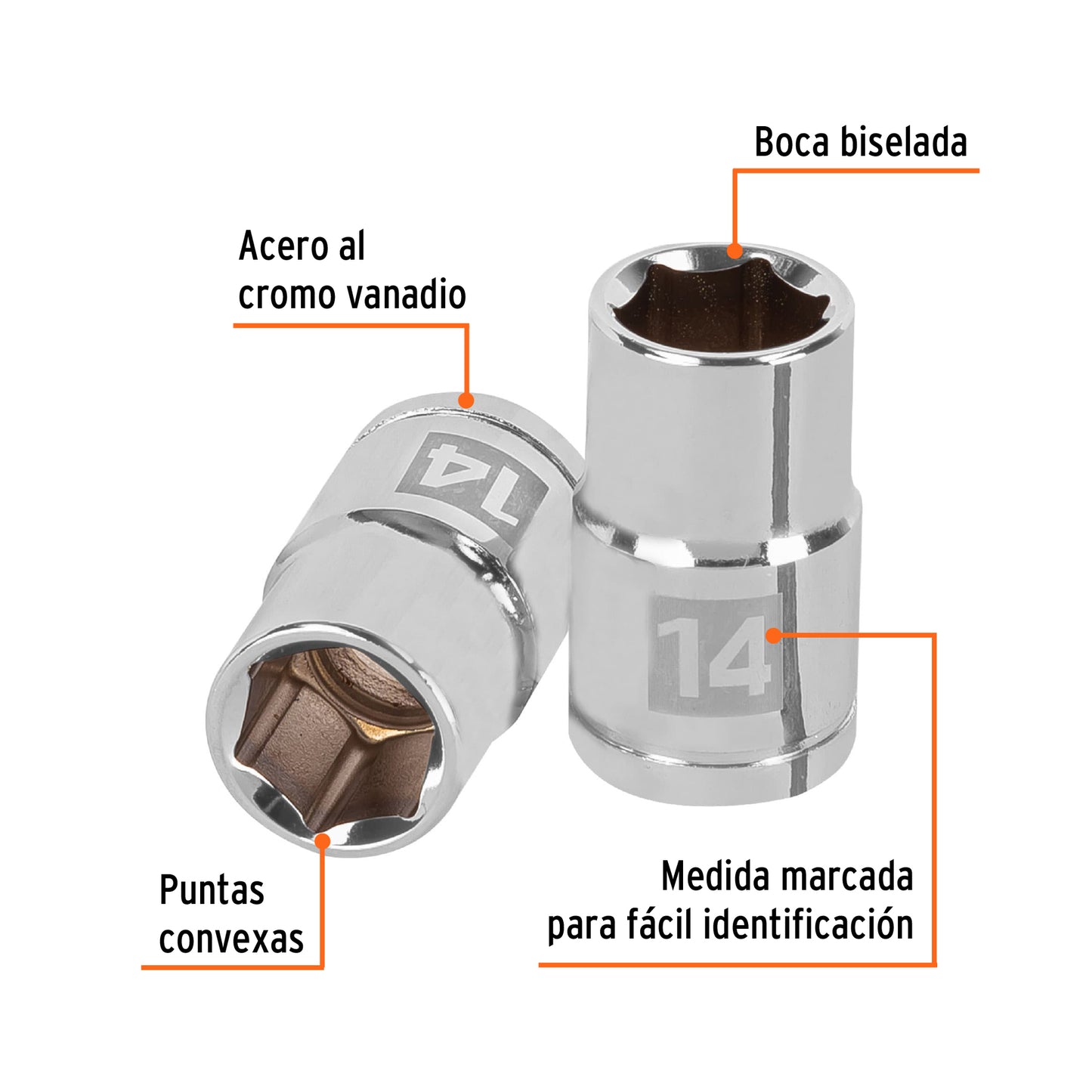 Dado 14 mm 6p cuadro 1/2pulg