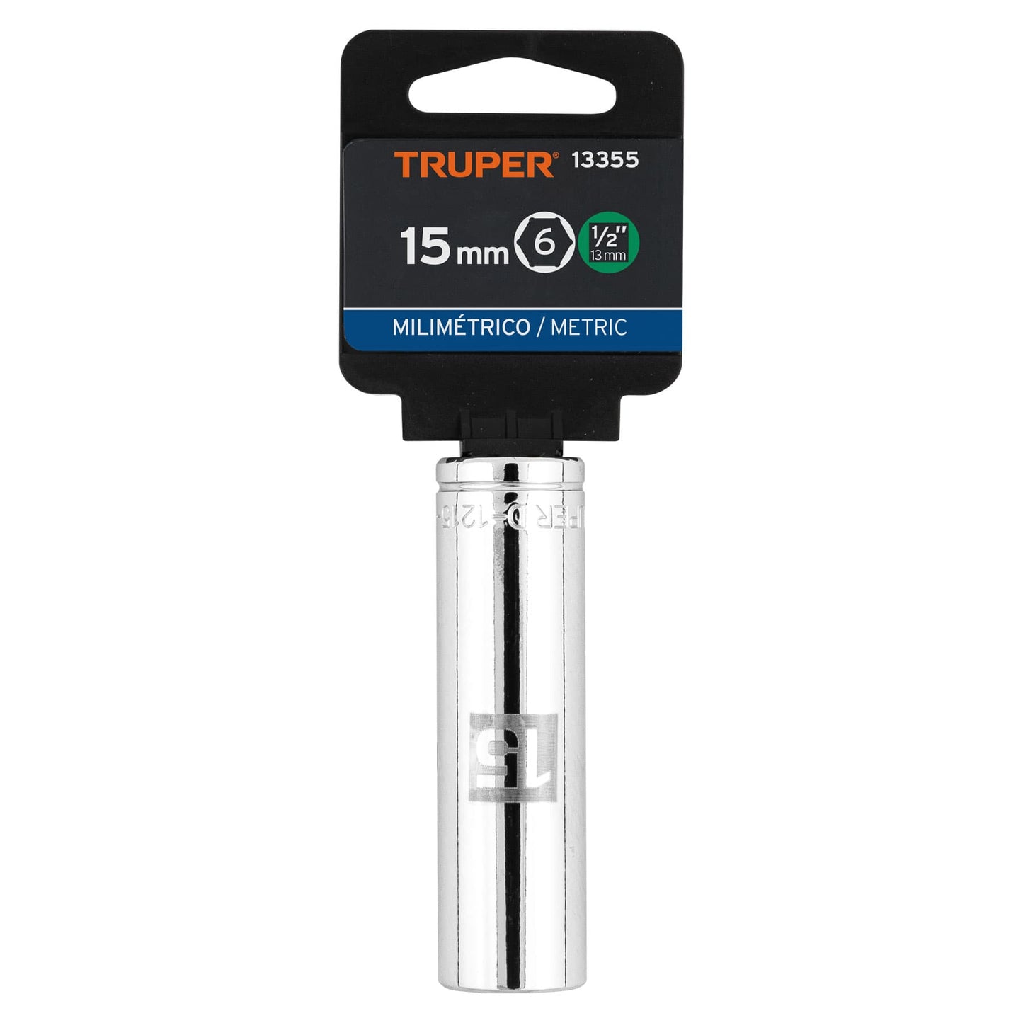Dado largo 15 mm 6p cuadro 1/2pulg