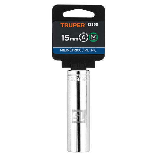 Dado largo 15 mm 6p cuadro 1/2pulg
