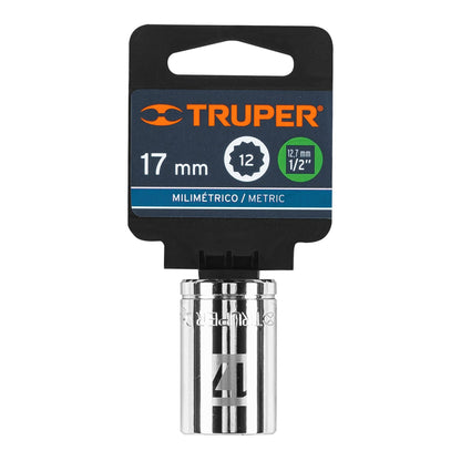 Dado 17 mm 12p cuadro 1/2pulg