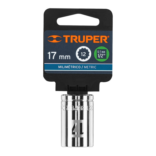 Dado 17 mm 12p cuadro 1/2pulg