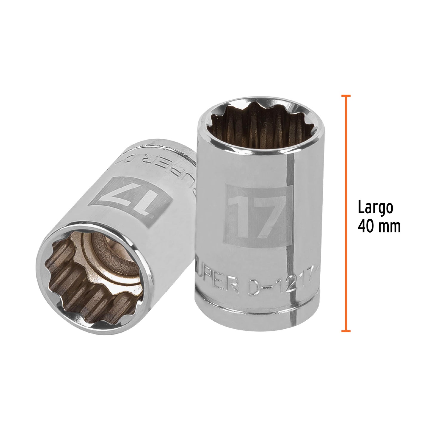 Dado 17 mm 12p cuadro 1/2pulg