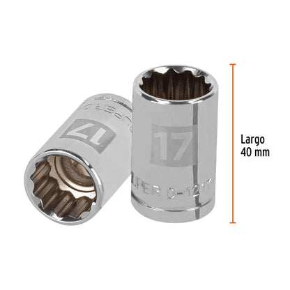 Dado 17 mm 12p cuadro 1/2pulg