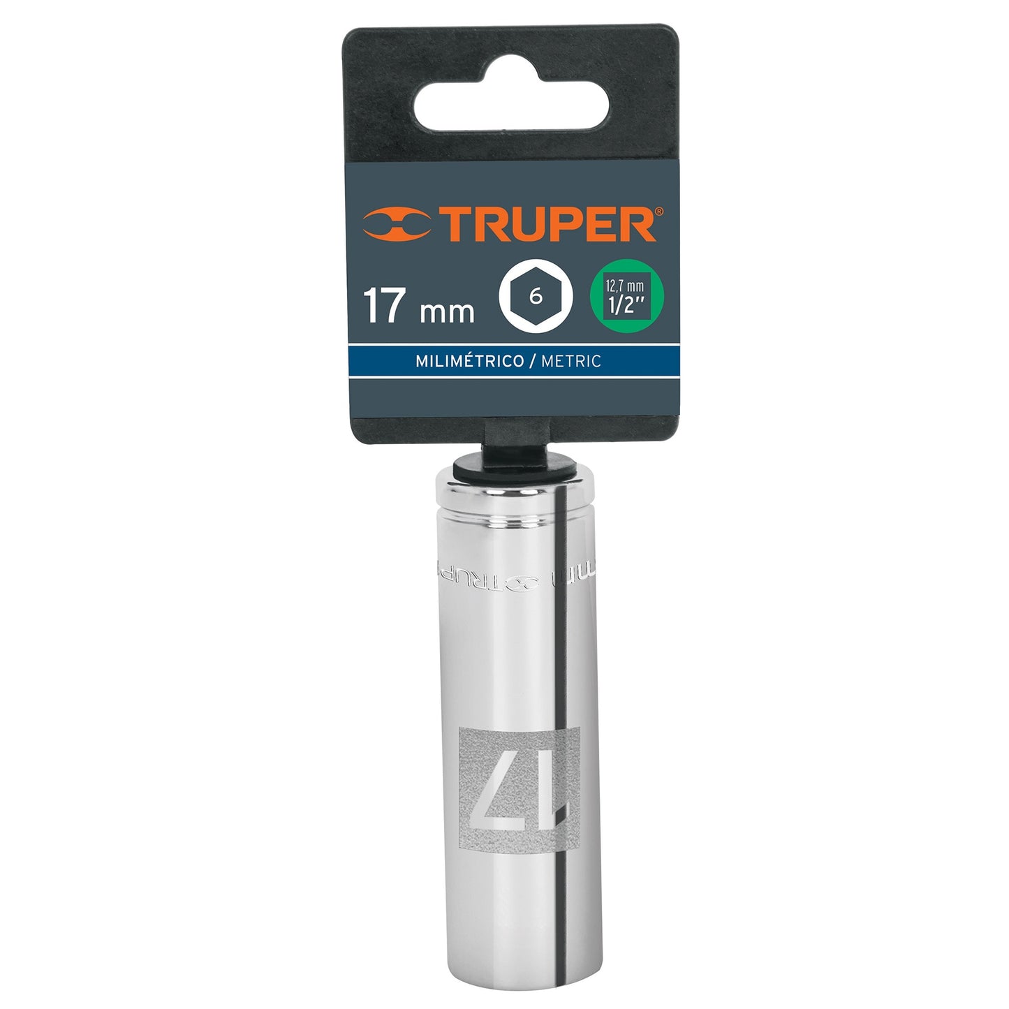 Dado largo 17 mm 6p cuadro 1/2pulg