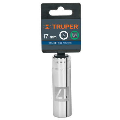 Dado largo 17 mm 6p cuadro 1/2pulg