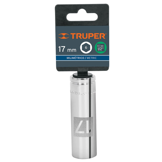 Dado largo 17 mm 6p cuadro 1/2pulg