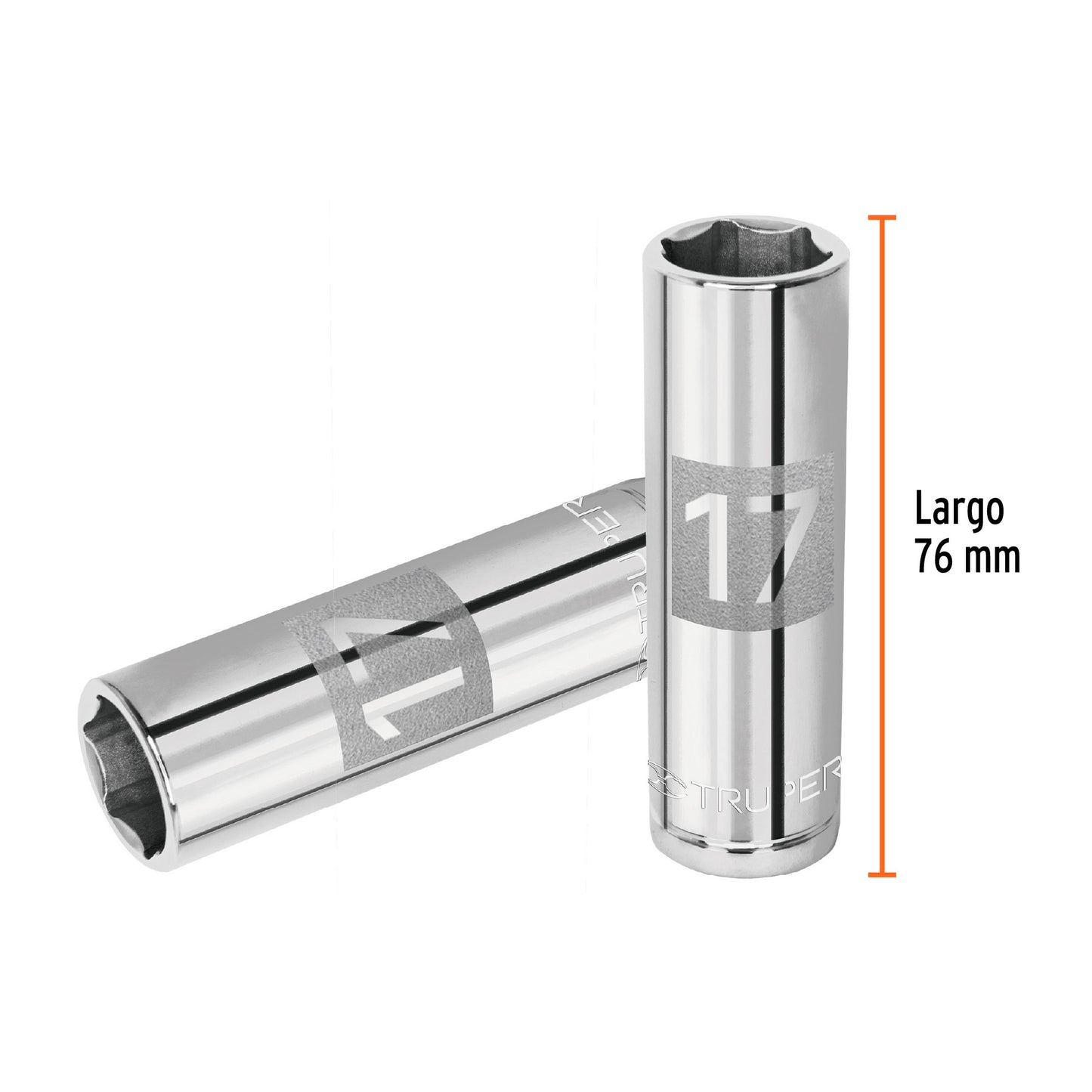 Dado largo 17 mm 6p cuadro 1/2pulg